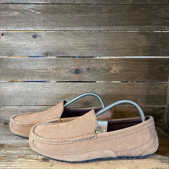 New Mens UGG Alder Brown Suede Slip‎ On Lined Slippers Shoes Loafers Size 8 M main image 4